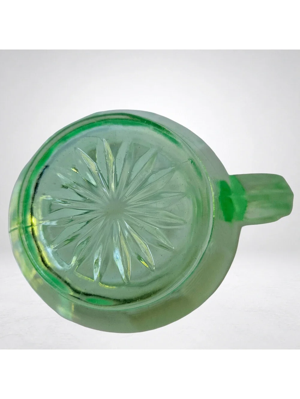 Vaseline Uranium Glass Creamer Art Deco Bartlett Collins Glows